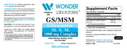 Label for GS/MSM 1000 mg