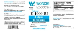 Label for Natural E-1000 IU