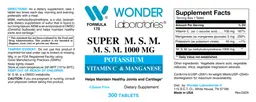 Label for Super M.S.M. 1000 mg