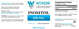 Label for Inositol 650 mg
