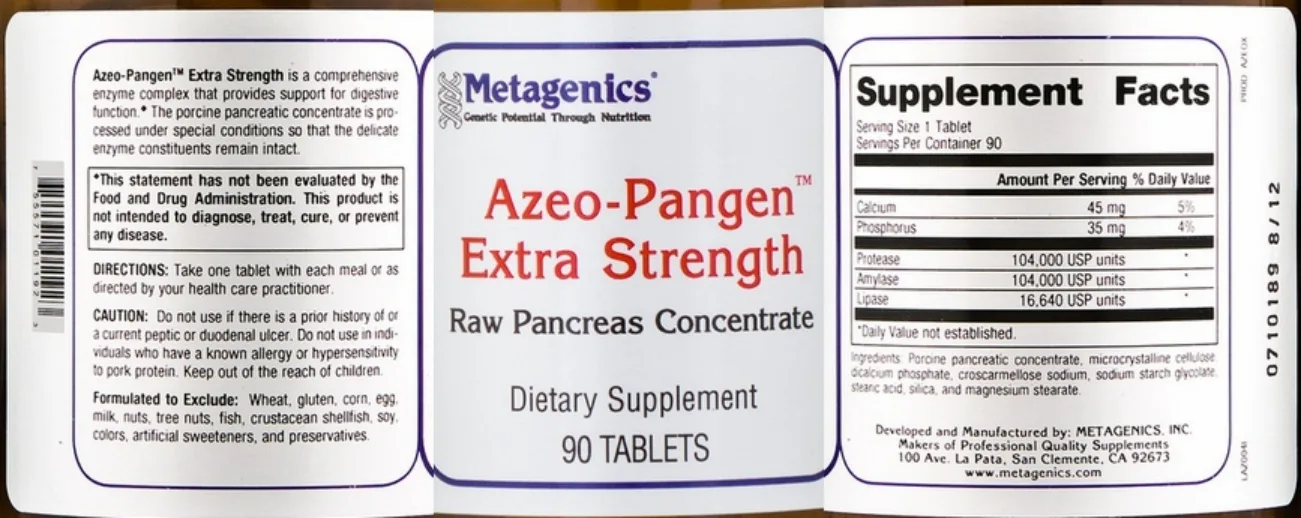 Label for Azeo-Pangen Extra Strength