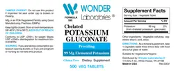 Label for Chelated Potassium Gluconate
