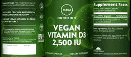 Label for Vegan Vitamin D3 2,500 IU