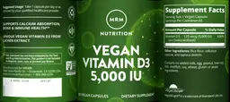 Label for Vegan Vitamin D3 5,000 IU