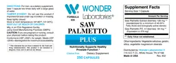 Label for Saw Palmetto Plus