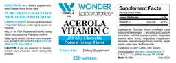 Label for Acerola Vitamin C 250 mg Chewable Natural Orange Flavor