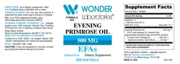 Label for Evening Primrose Oil 500 mg