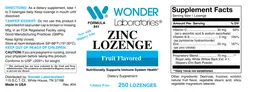 Label for Zinc Lozenge Fruit Flavored