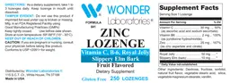 Label for Zinc Lozenge Fruit Flavored