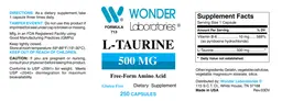 Label for L-Taurine 500 mg