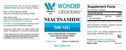 Label for Niacinamide 500 mg