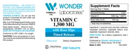 Label for Vitamin C 1,500 mg