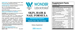 Label for Skin, Hair & Nail Formula