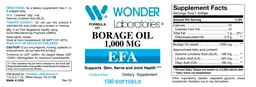 Label for Borage Oil 1,000 mg EFA