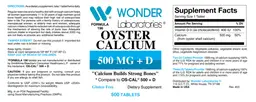 Label for Oyster Calcium 500 mg + D