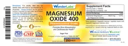 Label for Magnesium Oxide 400