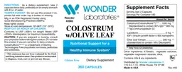 Label for Colostrum w/Olive Leaf