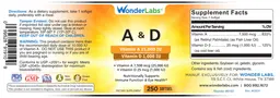 Label for A 25,000 IU & D 1,000 IU