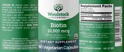 Label for Biotin 10,000 mcg