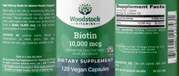 Label for Biotin 10,000 mcg