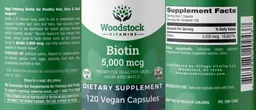 Label for Biotin 5,000 mcg