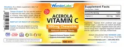 Label for Acerola Vitamin C 500 mg Chewable Natural Orange Flavor