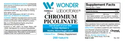 Label for Chromium Picolinate