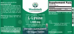 Label for L-Lysine 1,000 mg