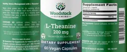 Label for L-Theanine 200 mg