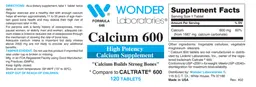 Label for Calcium 600