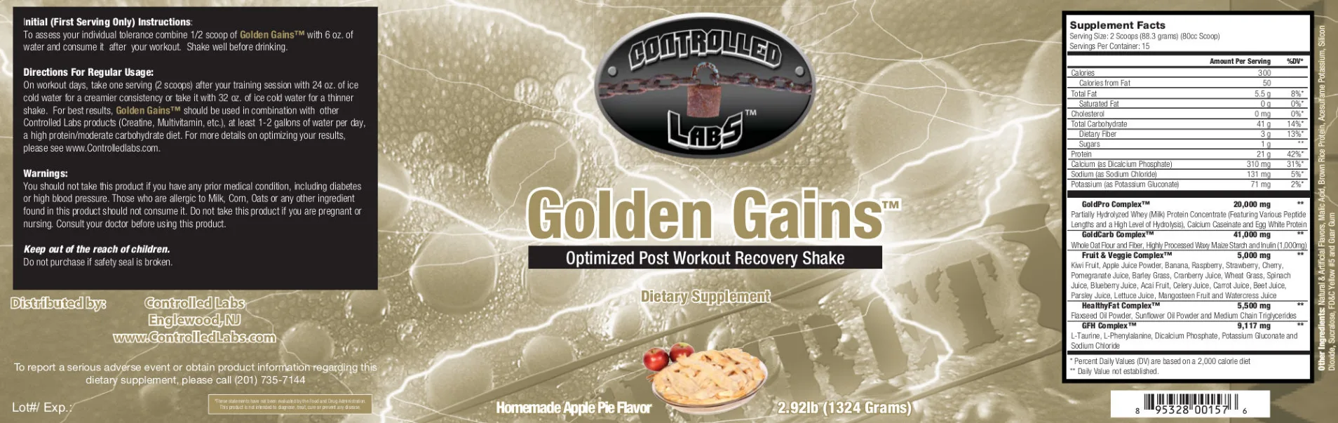 Label for Golden Gains Homemade Apple Pie Flavor