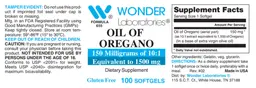 Label for Oil of Oregano