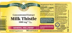 Label for Concentrated Extract Milk Thistle 1000 mg