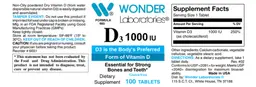 Label for D3 1000 IU