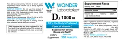 Label for D3 1000 IU