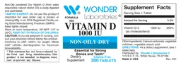 Label for Vitamin D 1000 IU