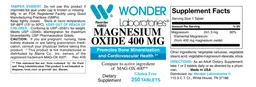 Label for Magnesium Oxide 400 mg