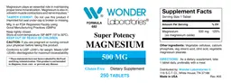 Label for Super Potency Magnesium 500 mg