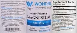 Label for Super Potency Magnesium 500 mg