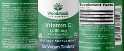 Label for Vitamin C 1,000 mg Plus Rose Hips