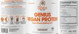 Label for Genius Vegan Protein Chocolate