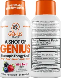 Label for A Shot of Genius Wild Berry Flavor