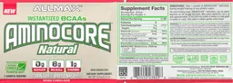 Label for AMINOCORE Natural Cranberry Apple