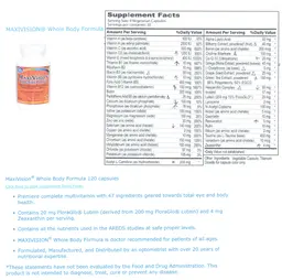 Label for MaxiVision Whole Body Formula