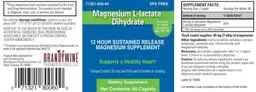 Label for Magnesium L-Lactate Dihydrate