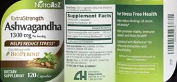 Label for Ashwagandha 1300 mg