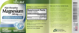 Label for Magnesium 240 mg
