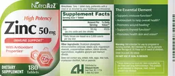 Label for Zinc 50 mg