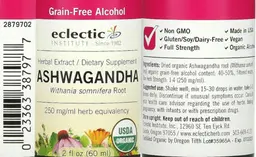 Label for Ashwagandha Grain-Free Alcohol
