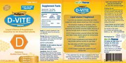 Label for Pediatric D-VITE Drops Delicious Bubble Gum Flavor